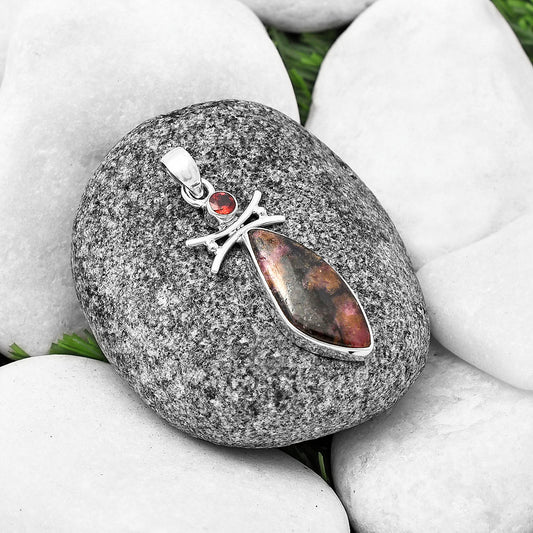 Natural Rhodonite & Garnet Pendant P-1243 SDP140758
