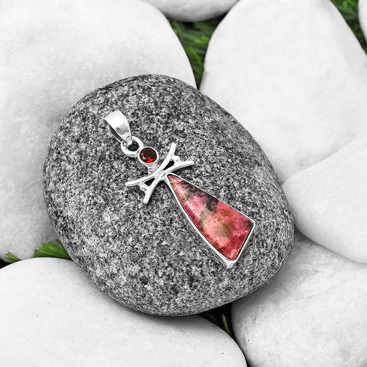 Natural Rhodonite & Garnet Pendant P-1243 SDP140771