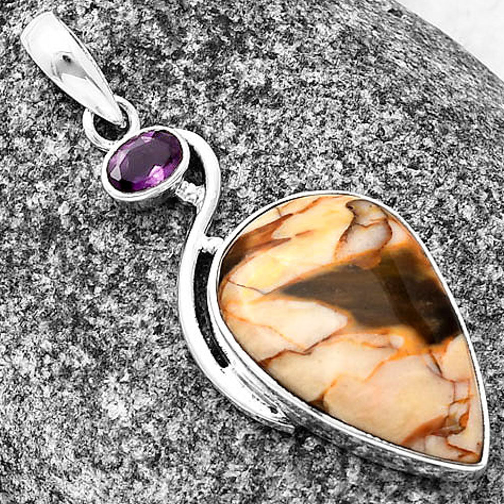 Natural Peanut Wood & Amethyst Pendant P-1026 SDP140921