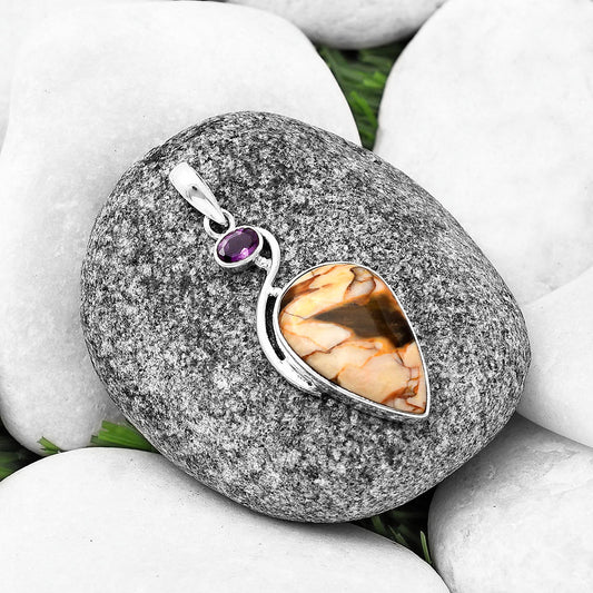 Natural Peanut Wood & Amethyst Pendant P-1026 SDP140921