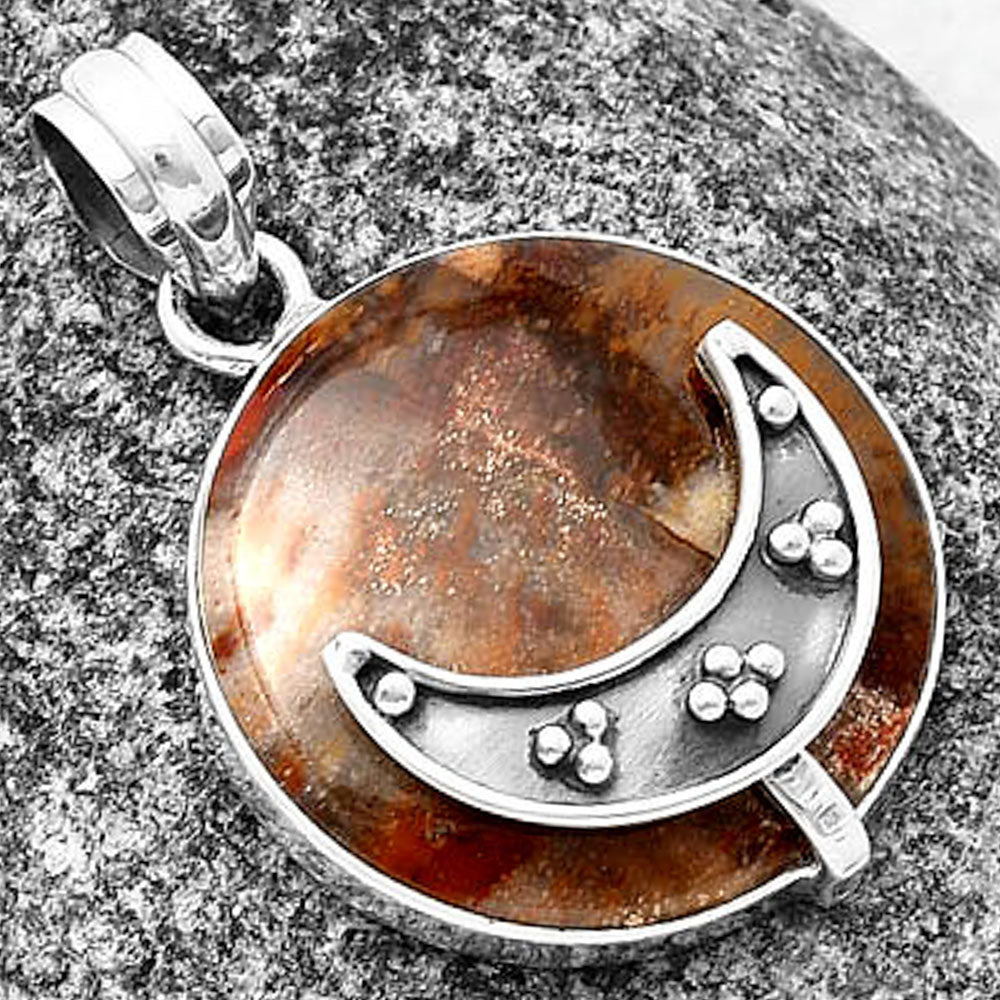 Crescent Moon - Petrified Wood Pendant P-1719 SDP140957