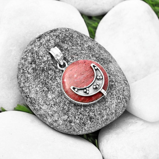 Crescent Moon - Pink Tulip Quartz Pendant P-1719 SDP140963