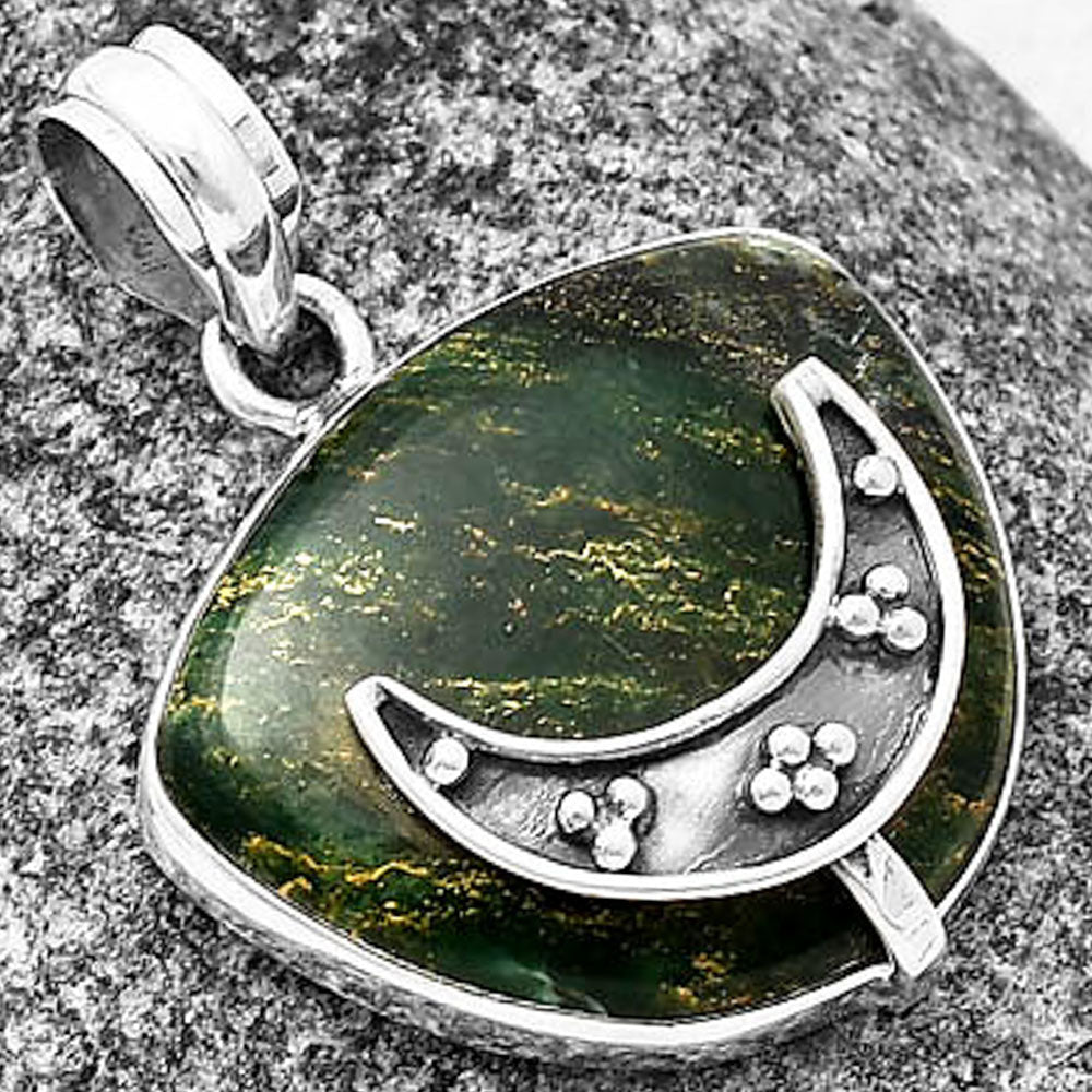 Crescent Moon - Green Fuchsite Pendant P-1719 SDP140966