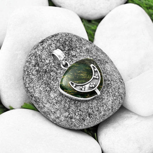 Crescent Moon - Green Fuchsite Pendant P-1719 SDP140966