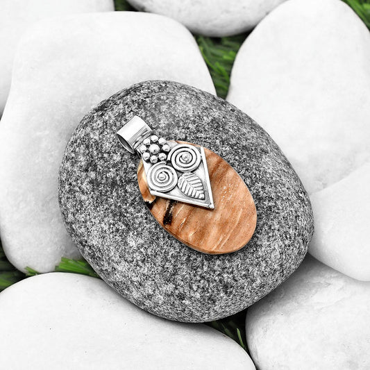 Natural Owl - Petrified Wood Pendant P-1649 SDP141006