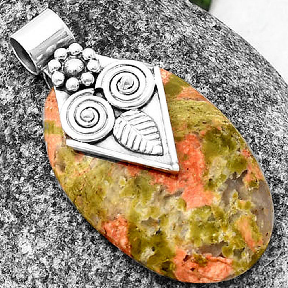 Natural Owl - Unakite Pendant P-1649 SDP141012