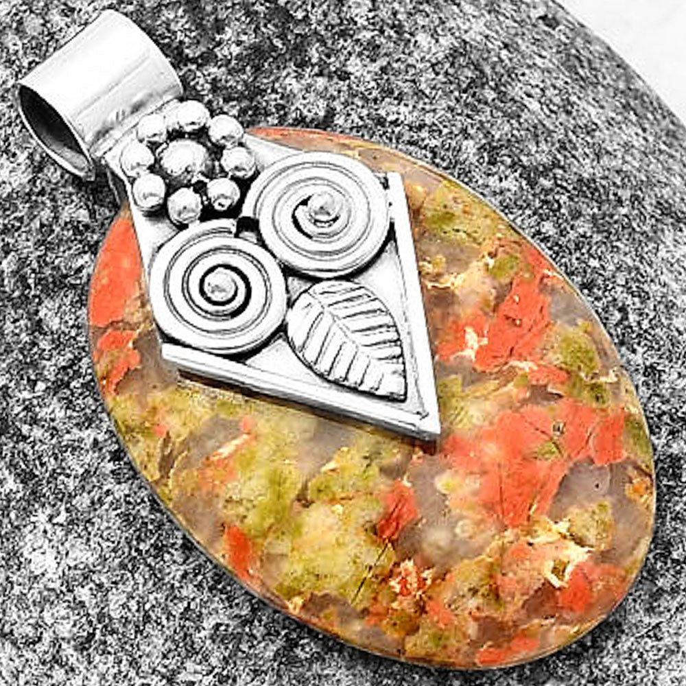 Natural Owl - Unakite Pendant P-1649 SDP141014