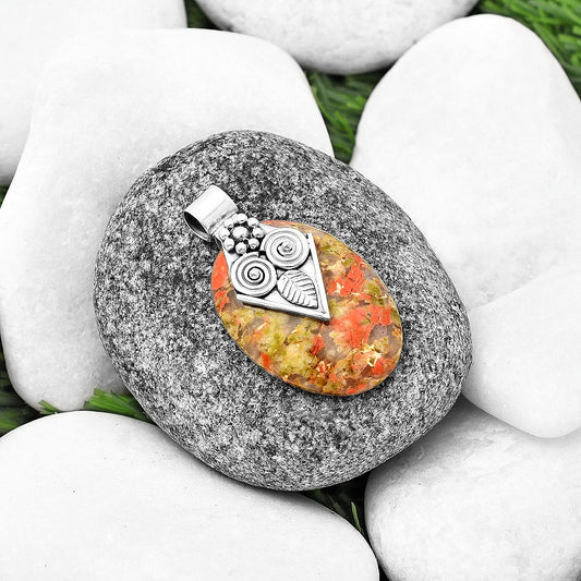 Natural Owl - Unakite Pendant P-1649 SDP141014