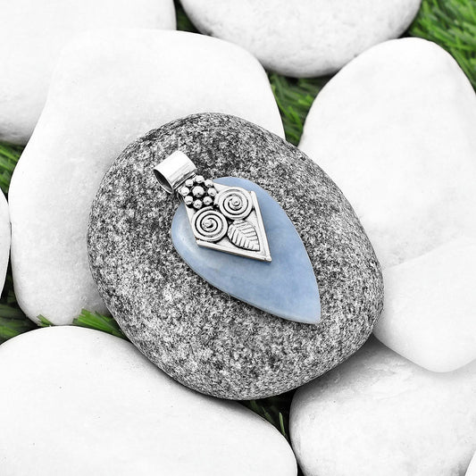 Natural Owl - Angelite Pendant P-1649 SDP141017