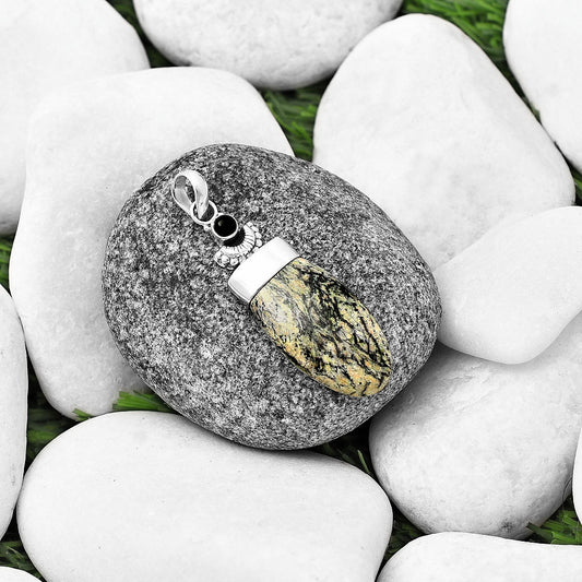 Crescent Moon Morrisonite Jasper & Black Onyx Pendant P-1453 SDP141039