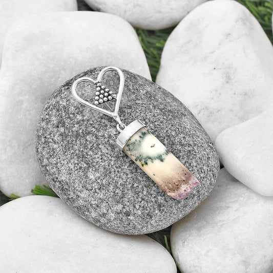 Heart - Natural Amethyst Cylinder Pendant P-1721 SDP141069