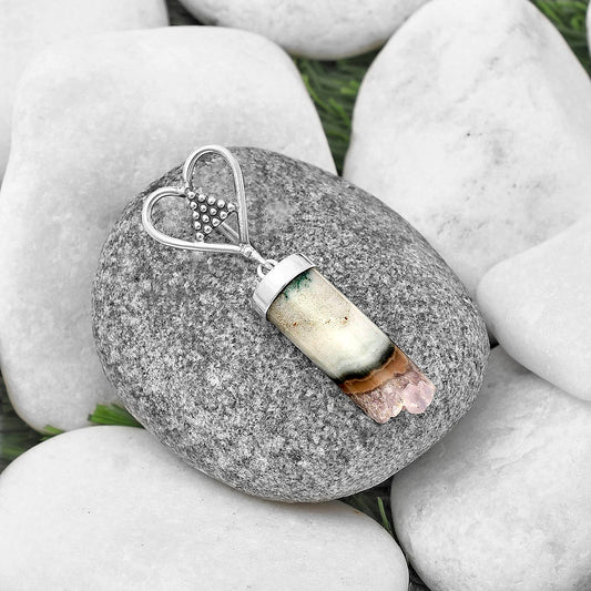 Heart - Natural Amethyst Cylinder Pendant P-1721 SDP141071