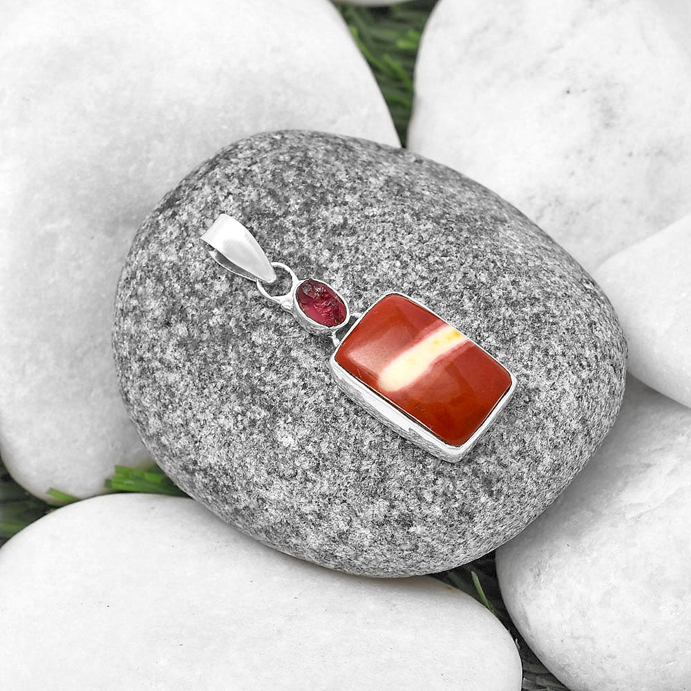 Red Mookaite & Pink Tourmaline Rough Pendant P-1077 SDP141109