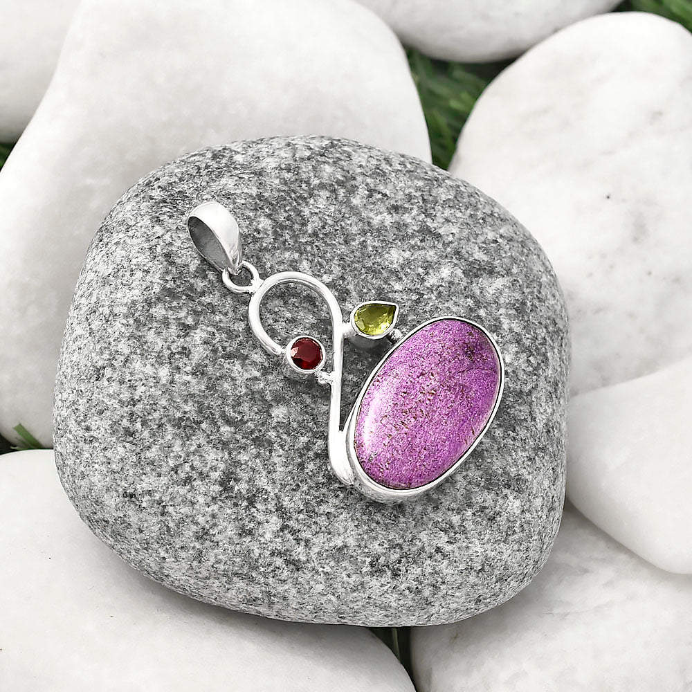 Natural Purpurite, Peridot & Garnet Pendant P-1027 SDP141167