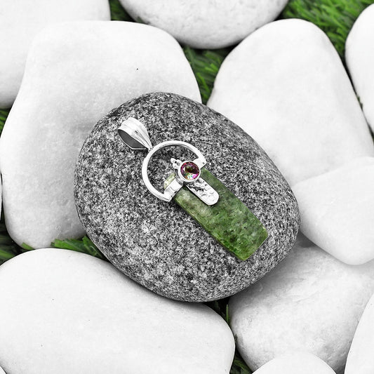 Natural Serpentine & Mystic Topaz Pendant P-1723 SDP141194