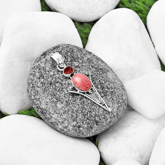 Pink Tulip Quartz & Pink Tourmaline Rough Pendant P-1725 SDP141258