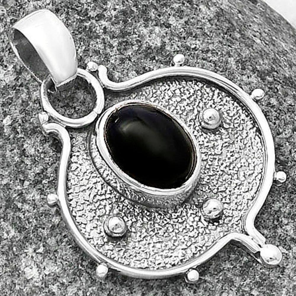 Natural Black Onyx - Brazil Pendant P-1403 SDP141341