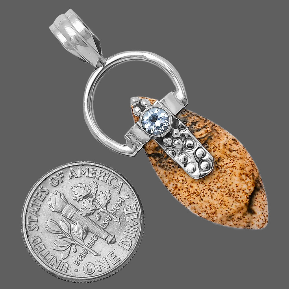 Picture Jasper & Sky Blue Topaz Pendant P-1723 SDP141662