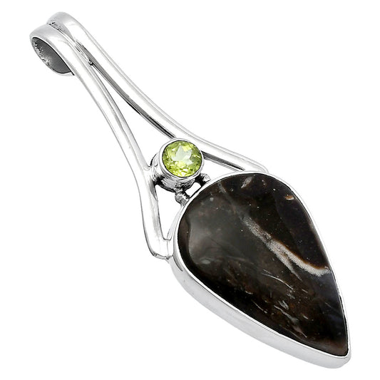 Palm Root Fossil Agate & Peridot Pendant P-1006 SDP142966