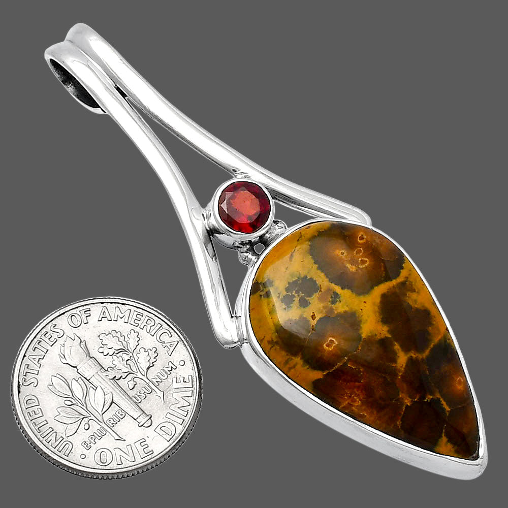 Ocean Jasper - Madagascar & Garnet Pendant P-1006 SDP142969