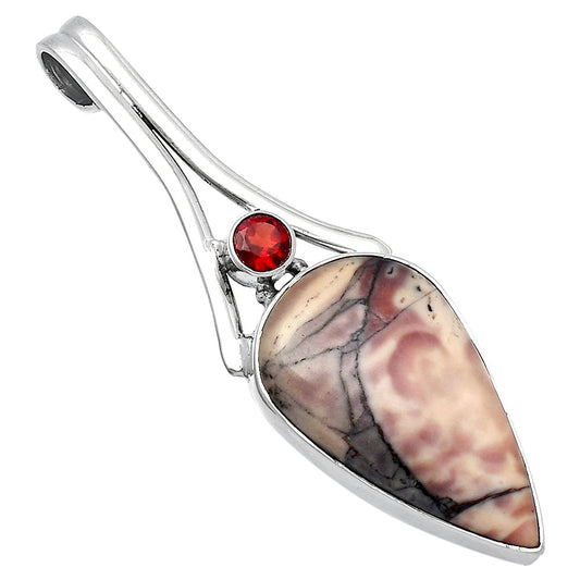 Natural Porcelain Jasper & Garnet Pendant P-1006 SDP142972