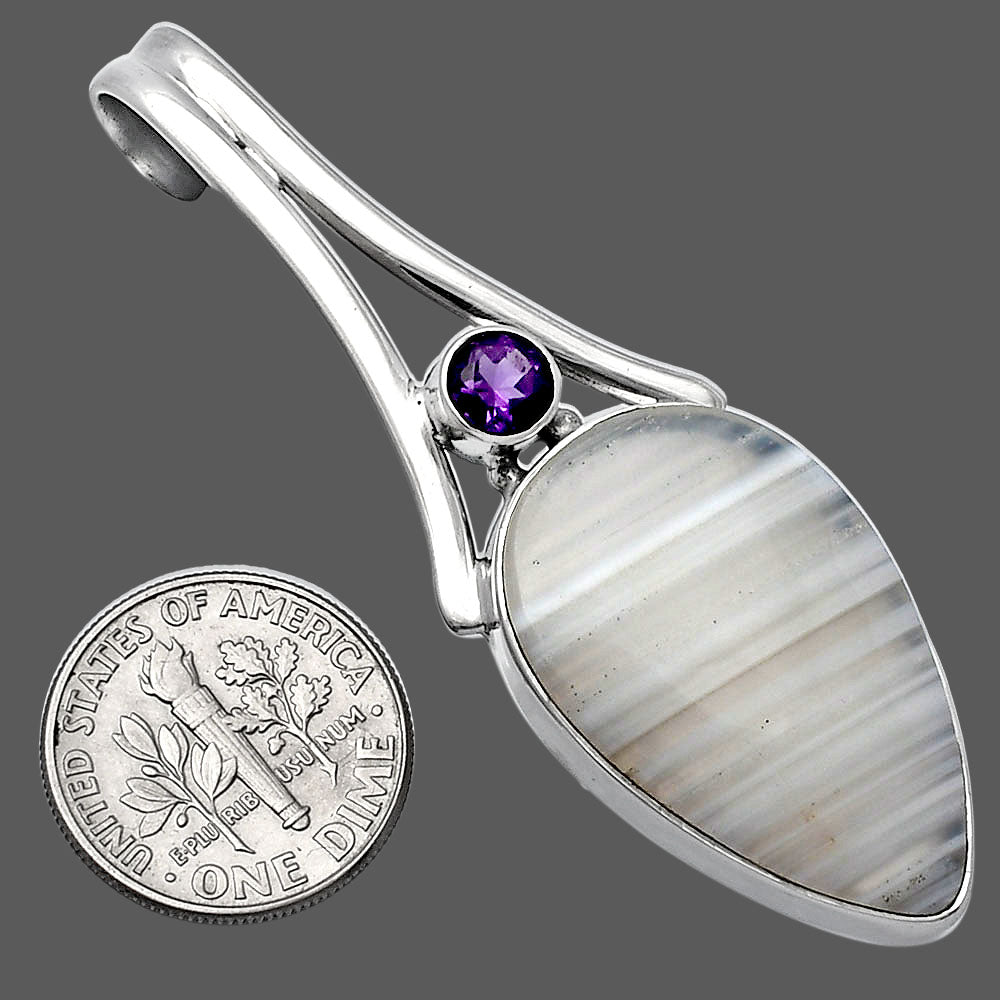 Natural Banded Onyx & Amethyst Pendant P-1006 SDP142996