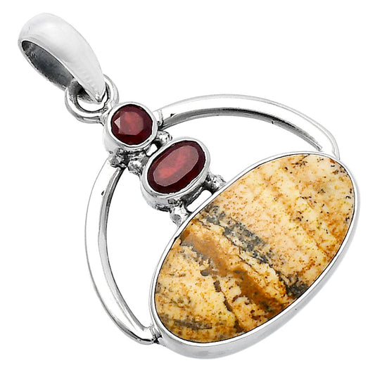 Natural Picture Jasper & Garnet Pendant P-1129 SDP143052