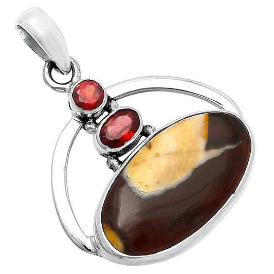 Natural Peanut Wood & Garnet Pendant P-1129 SDP143057