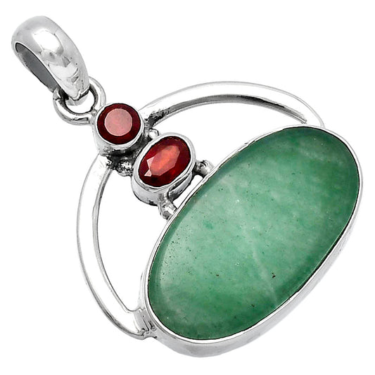 Natural Green Aventurine & Garnet Pendant P-1129 SDP143062