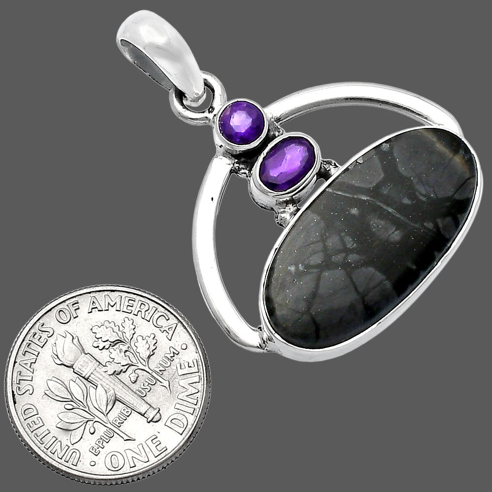 Natural Picasso Jasper & Amethyst Pendant P-1129 SDP143087