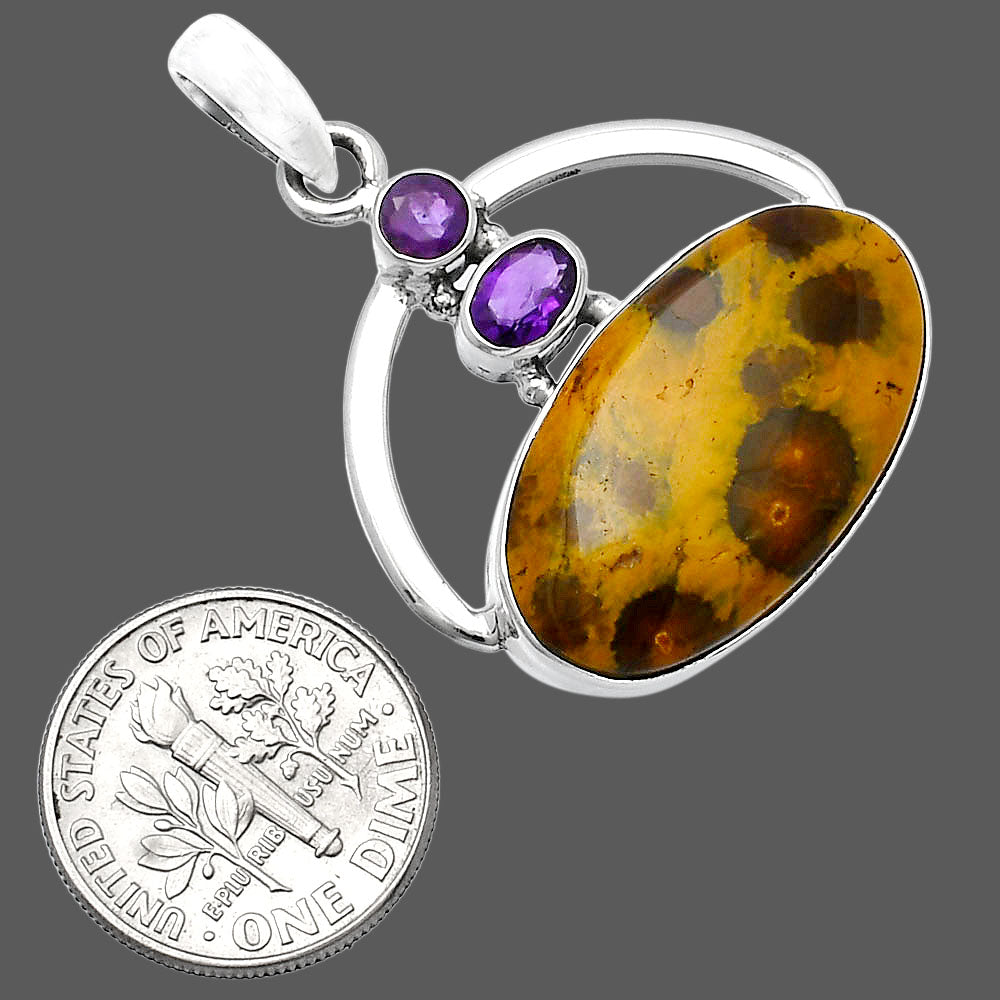 Ocean Jasper - Madagascar & Amethyst Pendant P-1129 SDP143088