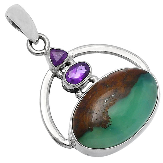 Boulder Chrysoprase & Amethyst Pendant P-1129 SDP143090