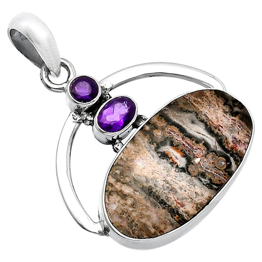 Leopard Skin Jasper & Amethyst Pendant P-1129 SDP143101