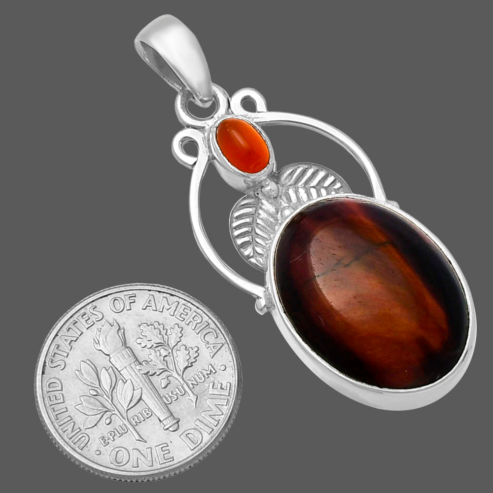 Natural Red Tiger Eye & Carnelian Pendant P-1434 SDP143355