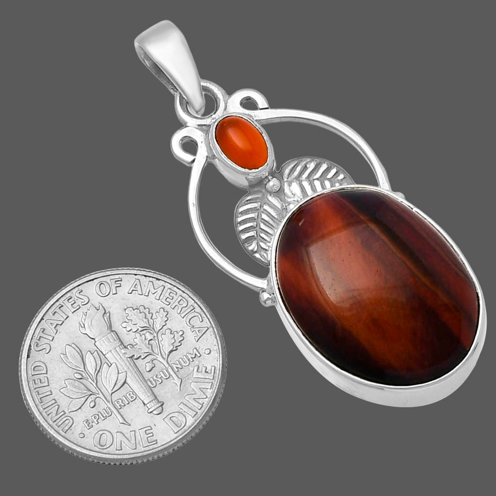 Natural Red Tiger Eye & Carnelian Pendant P-1434 SDP143357