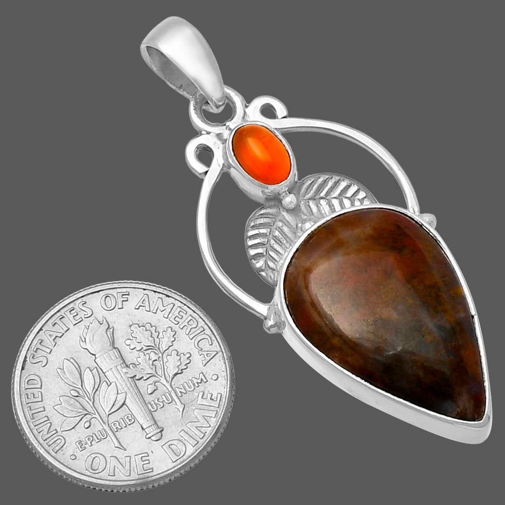 Natural Red Moss Agate & Carnelian Pendant P-1434 SDP143362