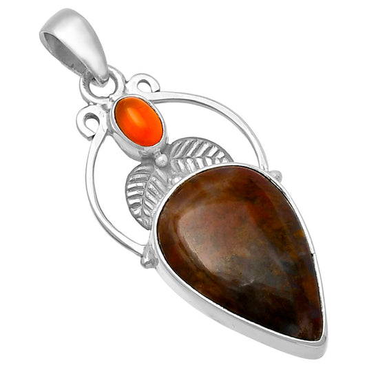 Natural Red Moss Agate & Carnelian Pendant P-1434 SDP143362