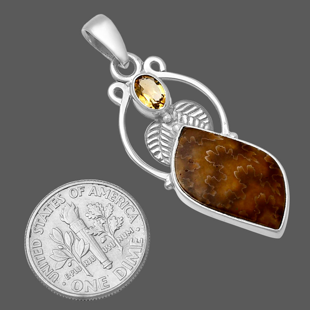 Natural Sutured Ammonite & Citrine Pendant P-1434 SDP143369