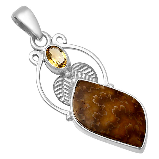 Natural Sutured Ammonite & Citrine Pendant P-1434 SDP143369