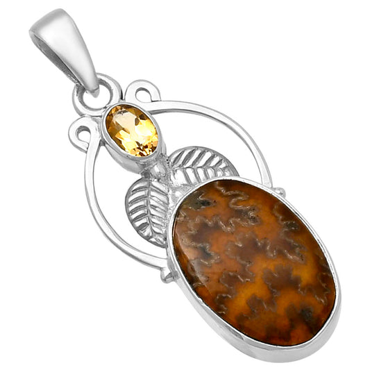 Natural Sutured Ammonite & Citrine Pendant P-1434 SDP143370