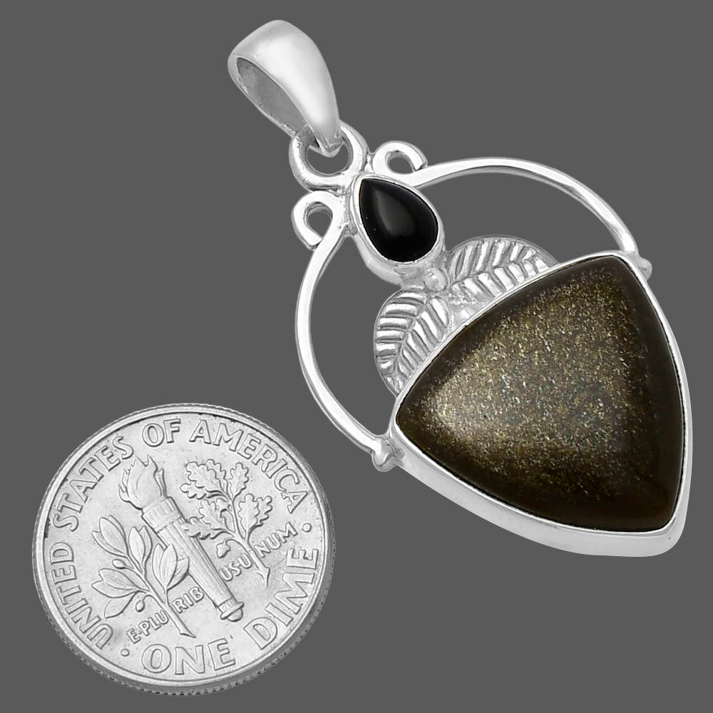 Natural Silver Obsidian & Black Onyx Pendant P-1434 SDP143374