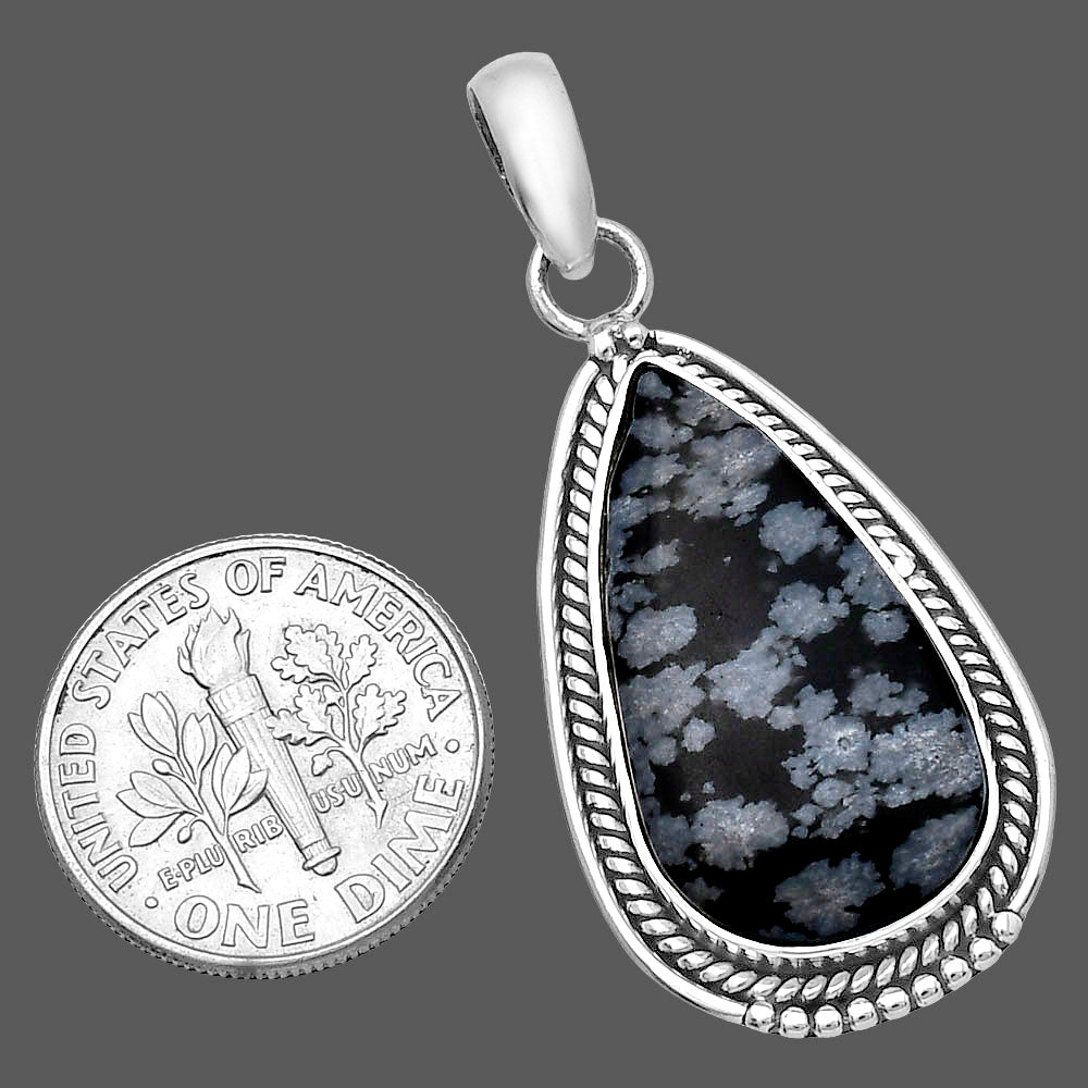 Natural Snow Flake Obsidian Pendant P-1511 SDP143793