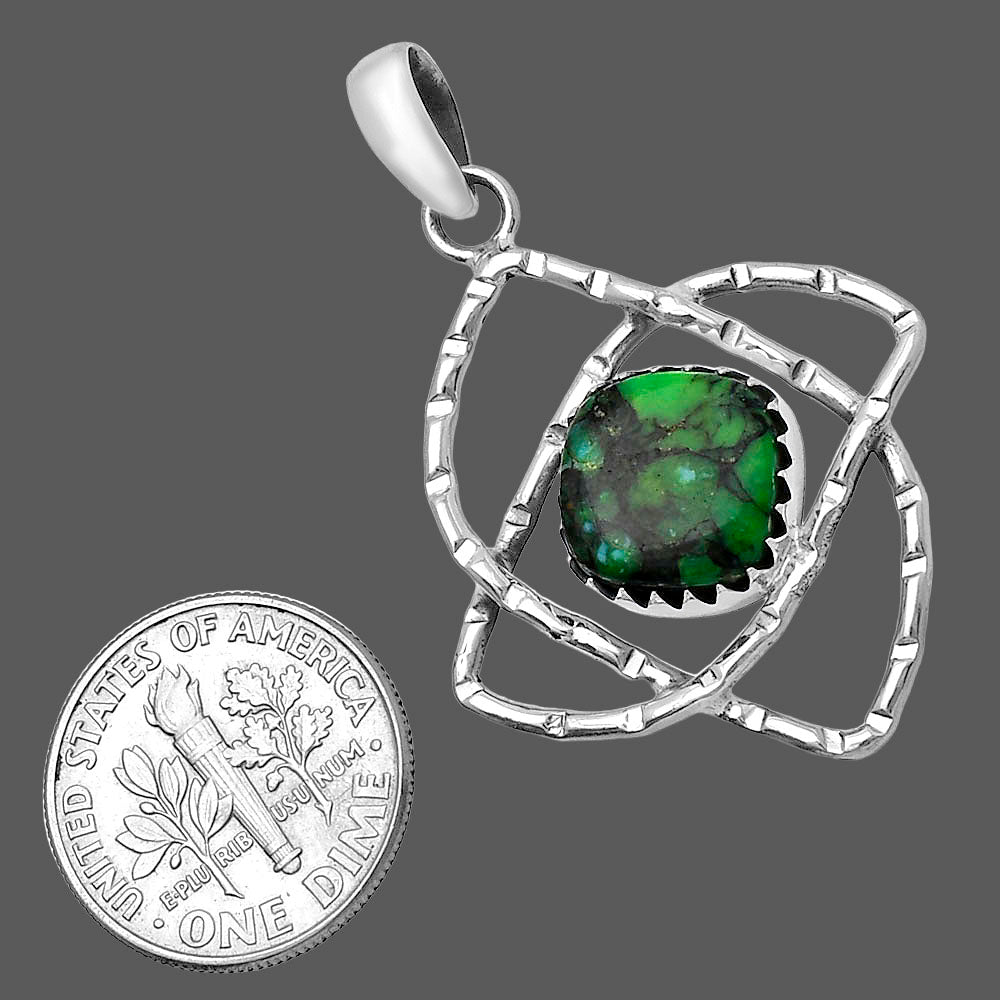 Natural Green Matrix Turquoise Pendant P-1370 SDP143857