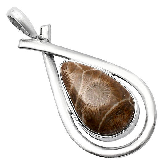 Natural Flower Fossil Coral Pendant P-1314 SDP143987