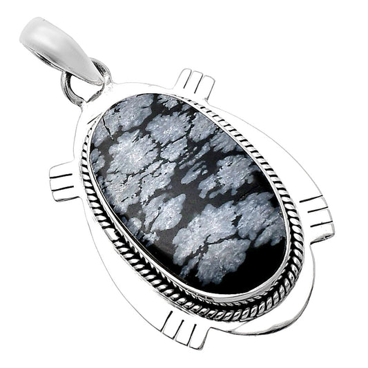 Natural Snow Flake Obsidian Pendant P-1463 SDP144040