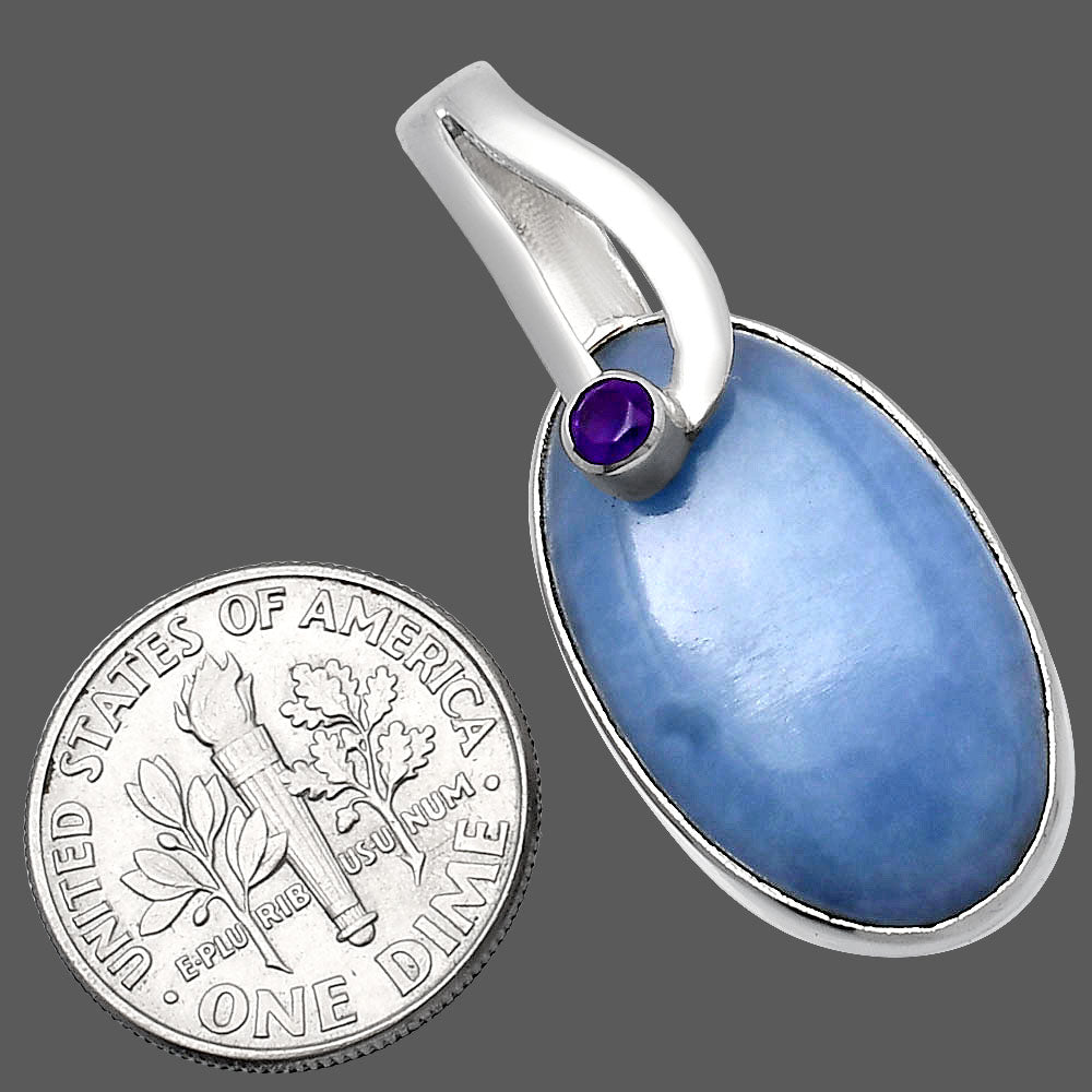 Natural Angelite & Amethyst Pendant P-1251 SDP144095