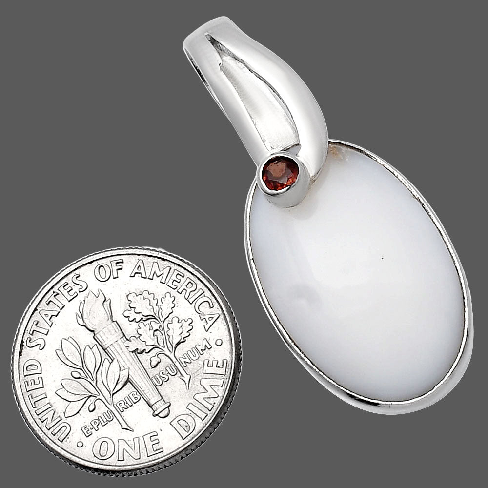 Natural White Opal & Garnet Pendant P-1251 SDP144107