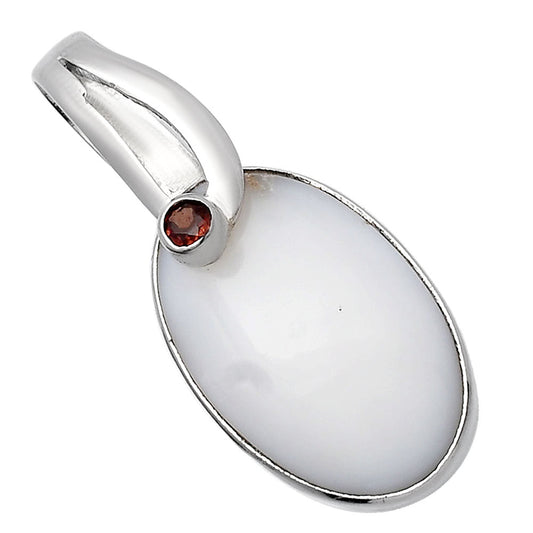 Natural White Opal & Garnet Pendant P-1251 SDP144107