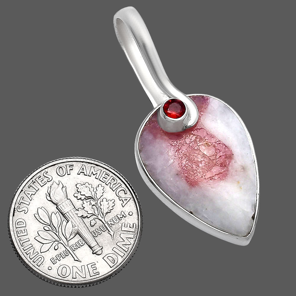 Pink Tourmaline in Quartz & Garnet Pendant P-1251 SDP144118