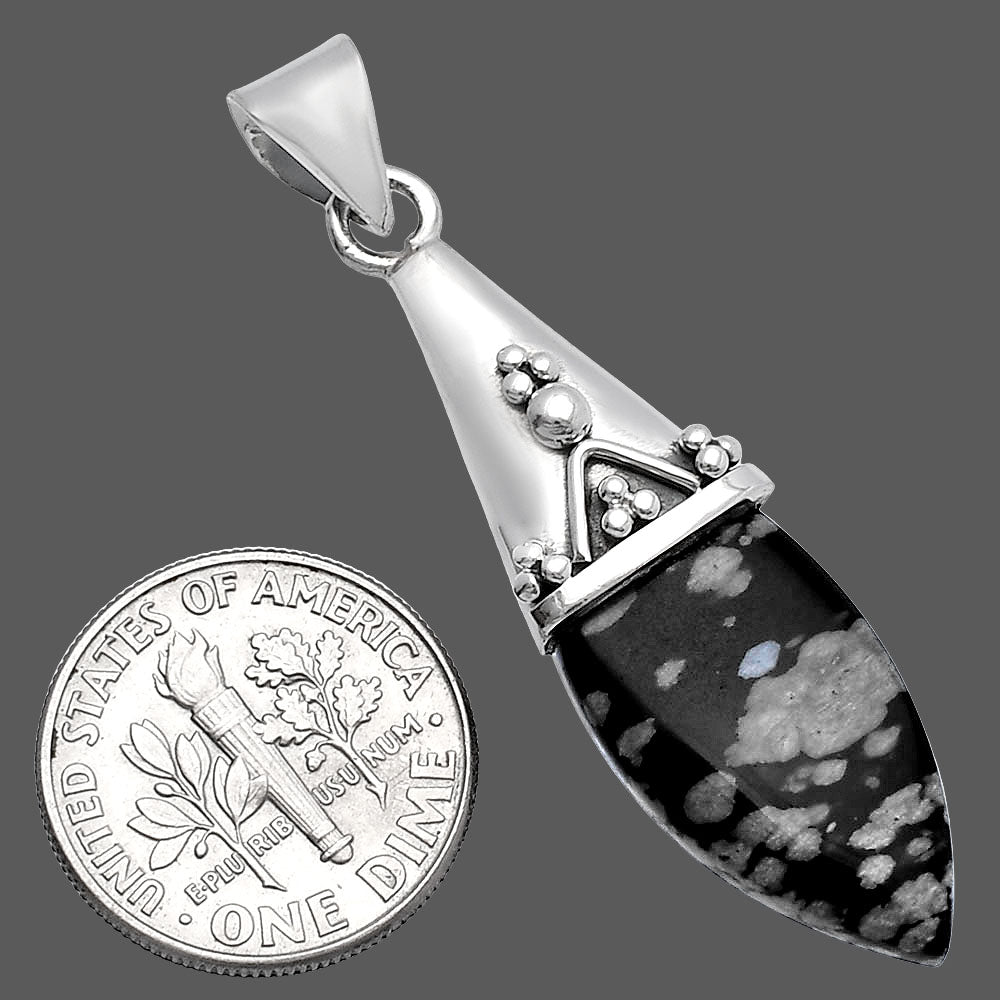 Natural Snow Flake Obsidian Pendant P-1139 SDP144174